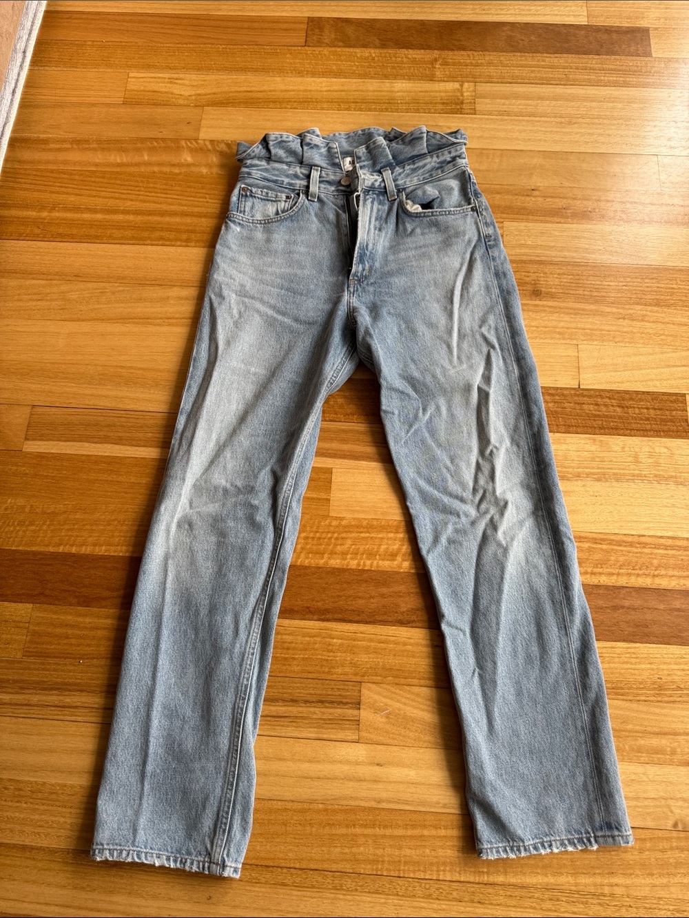 Agolde Light Blue High-Rise Paperbag Waist Jeans